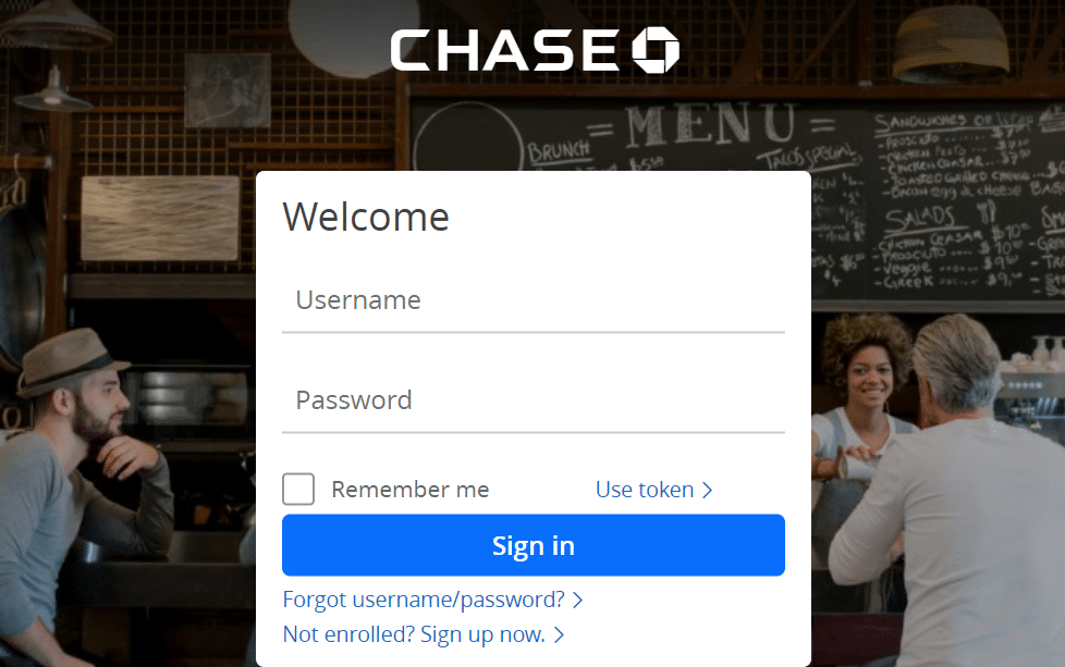 chase credit card login page